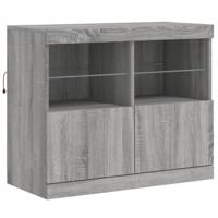 vidaXL Dressoir met LED-verlichting 81x37x67 cm grijs sonoma eiken, buffet, opbergkast, gangkast, dressoirkast, keukenkast, woonkamerkast, bijzetkast