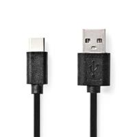 NEDIS USB-kabel | USB 2.0 | USB-A stekker | USB-C™ stekker | 15 W | 480 Mbps | vernikkeld | 1,00 m | rond | pvc | zwart | label