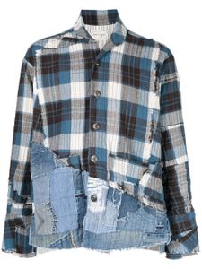 Greg Lauren chemise à design patchwork - Bleu