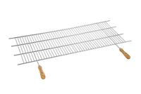SAUVIC 02480 100 x 40 cm Cut-Out Grillrek met Houten Handvatten - Zilver