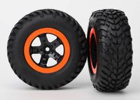 Tires & wheels, assembled, glued (SCT black, orange beadl. wheels, dual profile (TRX-5863) - thumbnail