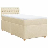 vidaXL Boxspring met matras stof crèmekleurig 90x190 cm