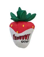 YEOWWW Kattenkruid speelgoed voor katten - biologisch kreukelig kattenspeelgoed, duurzaam en veilig, voor binnen en buiten katten, aardbeivormig (H 10 cm) (witte chocolade-aardbei)