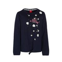 s.Oliver longsleeve met tekst en 3D applicatie donkerblauw/wit/roze