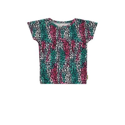Vingino T-shirt Hedi met all over print fuchsia/zeegroen