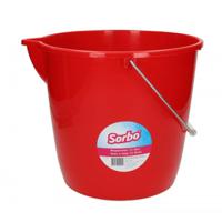 Sorbo mop/schoonmaak emmer - rood - 12 liter - emmer met maataanduiding en schenktuit - thumbnail