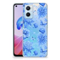 TPU Case voor OPPO A96 | OPPO A76 Flowers Blue - thumbnail