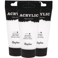 3x tubes witte acrylverf/hobbyverf op waterbasis 75 ml - thumbnail