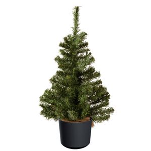 Mini kerstboom groen - in antraciet grijze kunststof pot - 60 cm - kunstboom