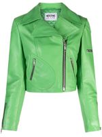 MOSCHINO JEANS veste de moto en cuir à fermeture zippée - Vert - thumbnail