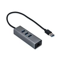 i-tec USB 3.0 3-Port HUB Metaal met Gigabit Ethernet Adapter RJ-45 10/100/1000 Mbps voor Windows MacOS Linux Android