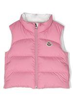 Moncler Enfant gilet matelassé à patch logo - Rose