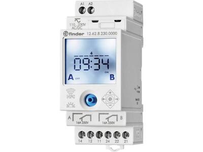 Finder 12.62.8.230.0000 Schakelklok voor DIN-rails 230 V/DC, 230 V/AC 2x wisselcontact 16 A 250 V/AC Weekprogramma Finder 12.62.8.230.0000 Schakelklok voor DIN-rails 230 V/DC, 230 V/AC 2x wisselcontact 16 A 250 V/AC Weekprogramma