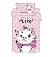 Jerry Fabrics Marie Aristocats Babybeddengoedset, 100% katoen, 'Merci' Design kinderbedje dekbedovertrek 100 x 135 cm + kussensloop 40 x 60 cm, roze