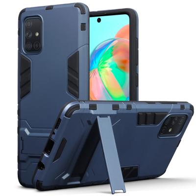 Qubits - Double Armor Layer hoes met stand - Samsung Galaxy A71 - Blauw