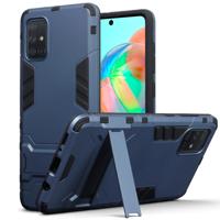 Qubits - Double Armor Layer hoes met stand - Samsung Galaxy A71 - Blauw