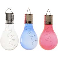 3x Buiten LED wit/blauw/rood peertjes solar verlichting 14 cm - thumbnail