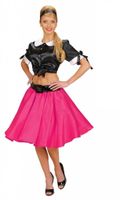 Satijnen rokje met petticoat roze - thumbnail