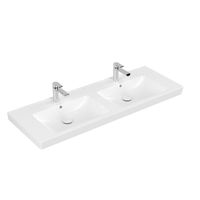 Villeroy & Boch Subway 2.0 meubelwastafel dubbel 130x47cm met 2 kraangaten met overloop 7175D001