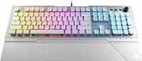 Roccat Vulcan 122 AIMO Tactiele mechanische titanium switch full-size PC gaming toetsenbord met Per-Key AIMO RGB-verlichting, geanodiseerde aluminium dekplaat en afneembare polssteun - wit/zilver