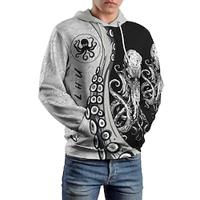 grafische octopus herenmode 3d print hoodie vakantie streetwear hoodies zwart grijs capuchon print fleece winter lente herfst designer sweatshirt met capuchon Lightinthebox - thumbnail