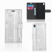 Sony Xperia Z3 Book Style Case White Wood - thumbnail