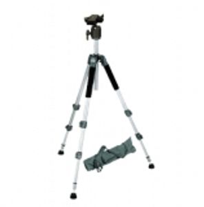 Walimex WAL-6702 + Kopf FT-00 Tripod 1/4 inch, 3/8 inch Werkhoogte: 60 - 156 cm Zilver Incl. tas, Kogelkop