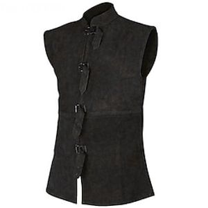 Retro vintage Middeleeuws Renaissance Steampunk Strakke pasvorm Hesje Ridder Viking Heer Ranger Elf Walhalla Voor heren Effen Prestatie Maskerade Casual / Dagelijks vest Lightinthebox