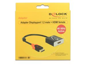 DeLOCK 62734 video kabel adapter 0,2 m DisplayPort HDMI Type A (Standaard) Zwart