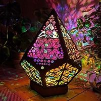 grote vloerlamp met usb opladen bohemian holle geometrische retro vloer decoratieve led kleurrijke diamanten lichten kleurrijke 3d projectie nacht bureaulamp home decor bruiloft Lightinthebox