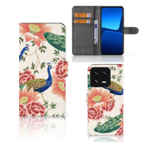 Telefoonhoesje met Pasjes voor Xiaomi 13 Pro Pink Peacock