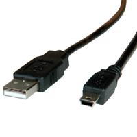 ROLINE USB 2.0 Kabel, type A - 5-Pin Mini, zwart, zwart, 0,8 m