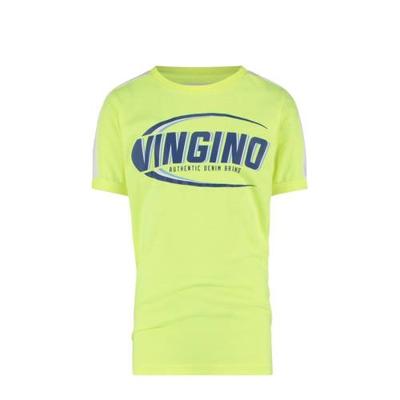 Vingino T-shirt Hampion met logo neon geel/blauw
