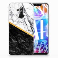 Huawei Mate 20 Lite TPU Siliconen Hoesje Marmer Wit Zwart - Origineel Cadeau Man