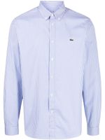 Lacoste logo-patch striped cotton shirt - Bleu