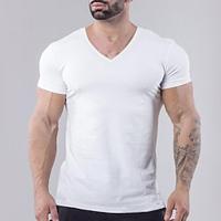 Voor heren Hardloopshirt Korte mouw T-shirt Casual Sportkleding V-hals Katoen Ademend Sneldrogend Zacht Sportschooltraining Hardlopen Wandelen Sportkleding Sportkleding Effen Zwart Wit Rood Lightinthebox