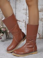 Comfortable Soft Lightweight Lace Up Chunky Heel Boots Footwear