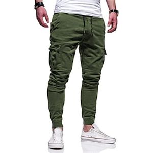 Voor heren Cargohosen Cargo-broek Broek Trekkoord Elastische taille Meerdere zakken Effen Comfort Ademend Casual Dagelijks Feestdagen Sport Modieus Zwart Wit Lightinthebox