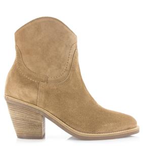 VIA VAI VIA VAI - Mara Denver | Sierra Noisette Beige Suede Enkellaars met hak Dames