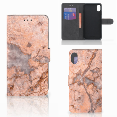 Apple iPhone Xs Max Bookcase Marmer Oranje Apple iPhone Xs Max Bookcase Marmer Oranje
