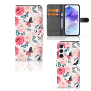 Samsung Galaxy A55 Hoesje Butterfly Roses