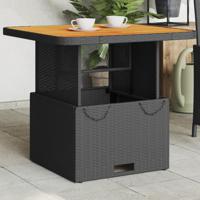 Tuintafel 80x80x71 cm poly rattan en acaciahout zwart - thumbnail