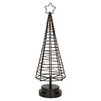 Verlichte figuren zwarte 3D lichtboompje/metalen boom/kerstboompje met 45 led lichtjes 36 cm   -