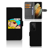 Samsung Galaxy S21 Ultra Wallet Case met Pasjes Popart Oh Yes