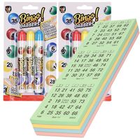 100x Bingokaarten nummers 1-75 inclusief 6x bingostiften