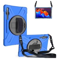 Samsung Galaxy Tab S7+/S8+ Heavy Duty 360 Case met Draagriem - Blauw - thumbnail