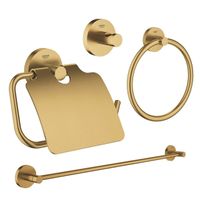 GROHE Essentials accessoireset 4-delig met handdoekring, handdoekhouder, handdoekhaak en toiletrolhouder met klep brushed cool sunrise sw98949/sw98979/sw99003/sw99021/