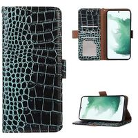 Crocodile Series Samsung Galaxy S21 FE 5G Wallet Leren Hoesje met RFID - Groen