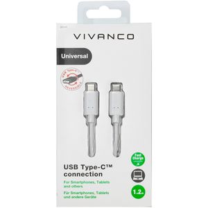 Vivanco USB-kabel USB 2.0 USB-C stekker, USB-C stekker 1.20 m Wit 37561