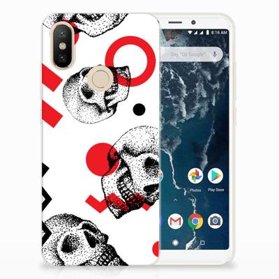 Silicone Back Case Xiaomi Mi A2 Skull Red